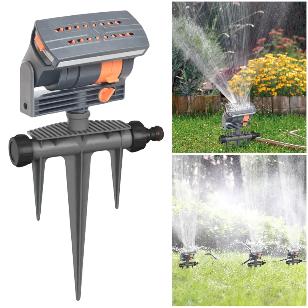 Oscillating Sprinkler Lawn Swing Sprinkler 16 Nozzles Garden Sprayer Adjustable Flow Watering Device for Plants Grasses Flowers