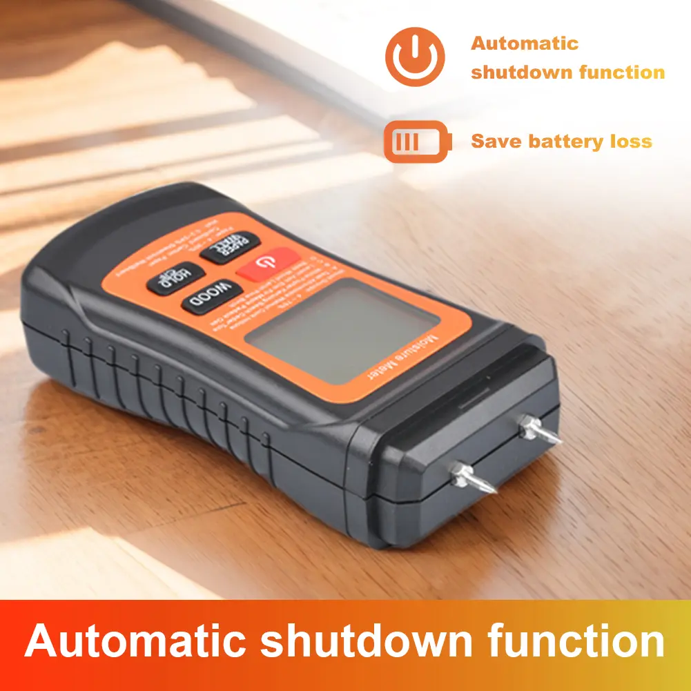 Two Pins Timber Damp Detector with Temperature Display Digital Tree Moisture Tester Moisture Reader for Lumber Concrete Building