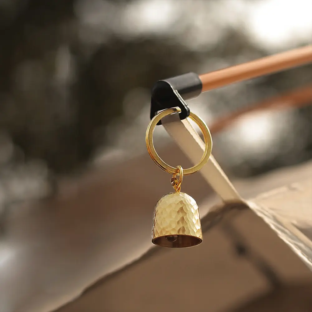 Brass Key Chain Bell Metal Bell Pendant Multifunction Bell Keychain Pendants Hanging Keyring Decoration for Camping Hiking