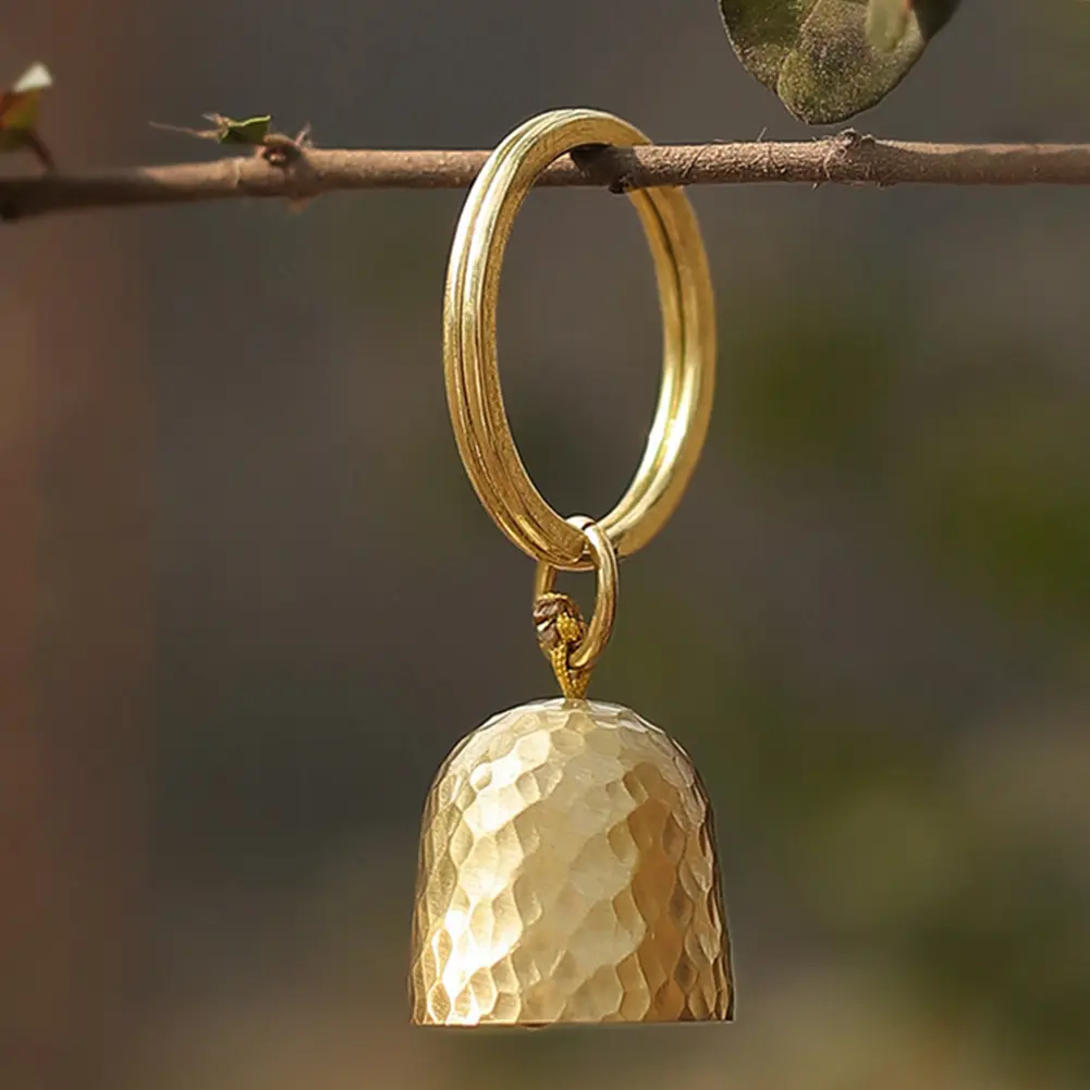 Brass Key Chain Bell Metal Bell Pendant Multifunction Bell Keychain Pendants Hanging Keyring Decoration for Camping Hiking