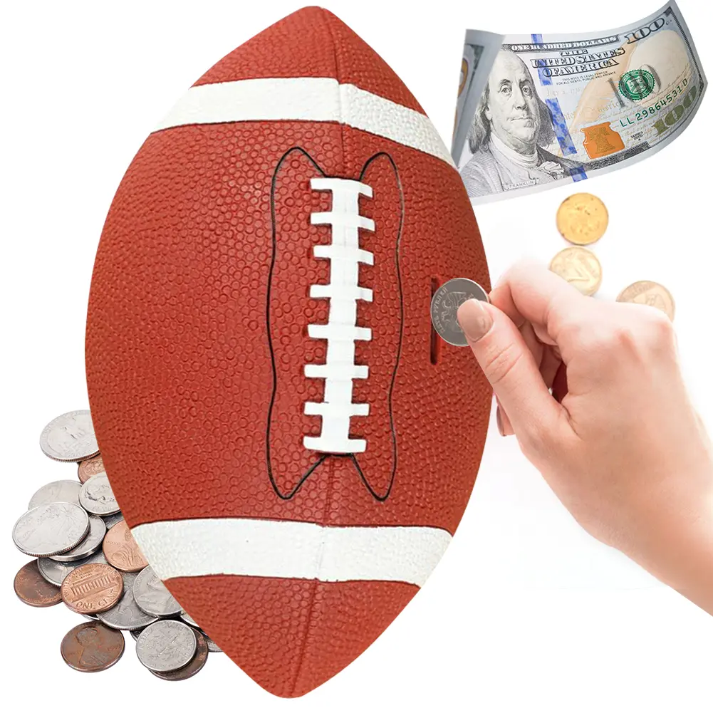 Football Piggy Bank Football Coin Bank Shatterproof Rugby Saving Bank Unbreakable Money Saving Box for Kids Boys