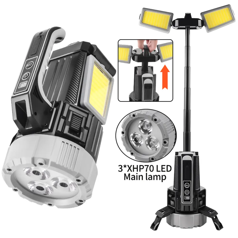 Telescopic Camping Light 9000mAh Super Bright Flashlight IPX4 Waterproof Portable Emergency Light Power Bank for Power Failure