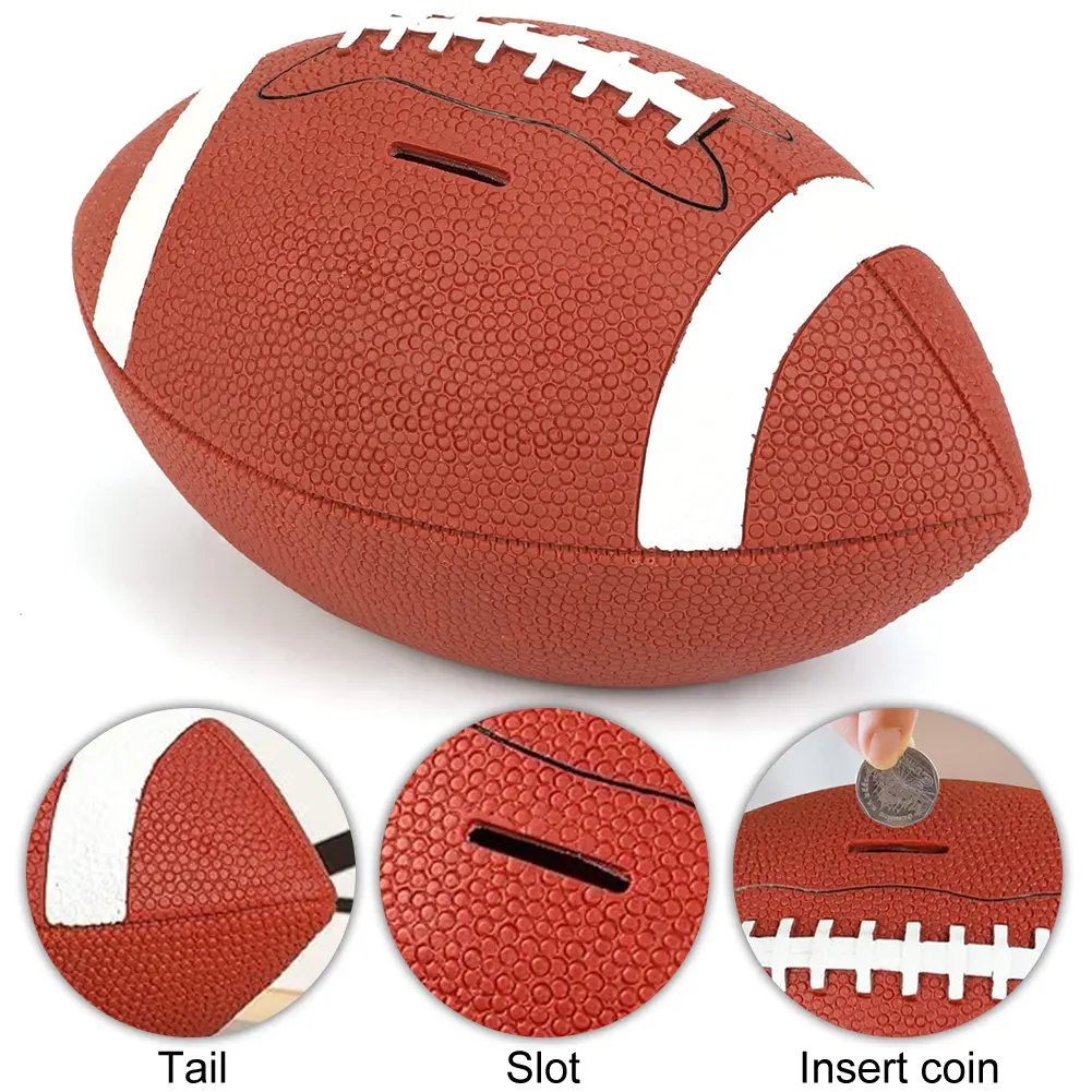 Football Piggy Bank Football Coin Bank Shatterproof Rugby Saving Bank Unbreakable Money Saving Box for Kids Boys