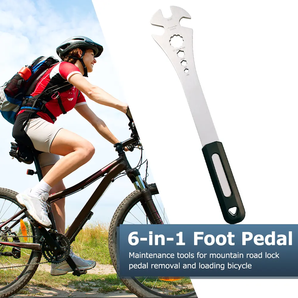 6 in 1 Bicycle Mountain Road Bike Foot Pedal Repair Wrench Cycling Accessories