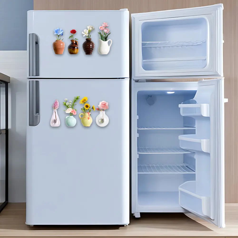 Mini Vase Magnets Lightweight Ceramics Vase Fridge Magnet Porcelain Vase Refrigerator Magnet for Air Conditioners Fridge House