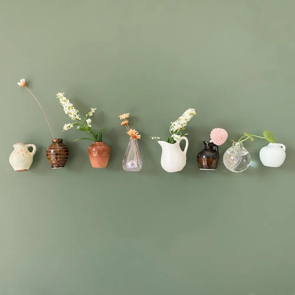 Mini Vase Magnets Lightweight Ceramics Vase Fridge Magnet Porcelain Vase Refrigerator Magnet for Air Conditioners Fridge House