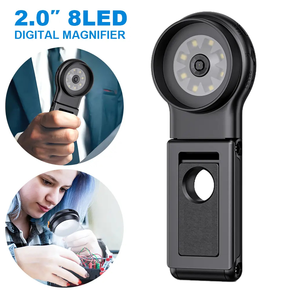 500X Magnification Digital Microscope 2MP Portable Handheld Microscope Rechargeable Microscope Camera for Jewelry Watch Repair