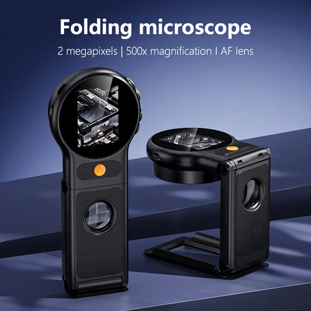 500X Magnification Digital Microscope 2MP Portable Handheld Microscope Rechargeable Microscope Camera for Jewelry Watch Repair