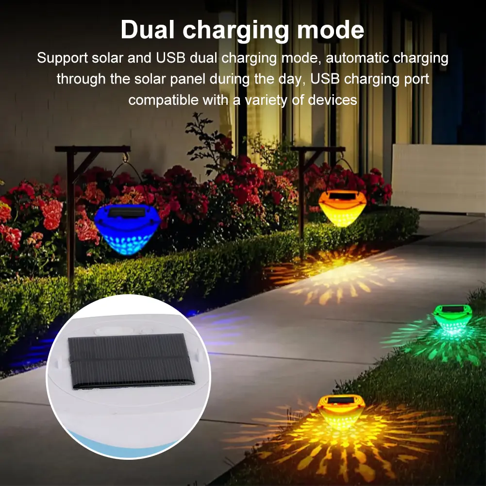 Solar LED Pond Floating Light 4 Colors 6 Modes Fish Pattern Fountain Projector Light IP68 Waterproof Fountain Garden Decoration