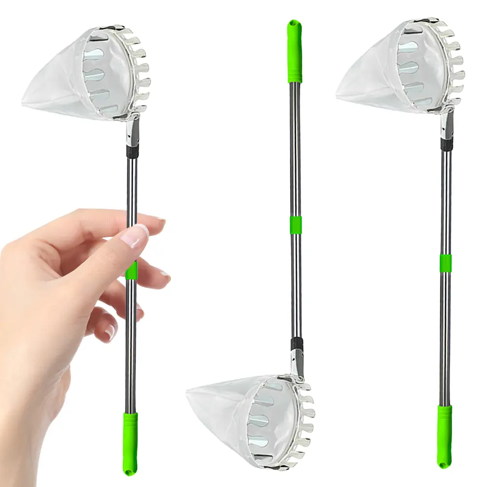 Fruit Picker Pole W/ Storage Bag Stainless Steel Pole Apple Picker Pole Fruits Picker Tool Splicing Rod Fruit Picker Garden Tool