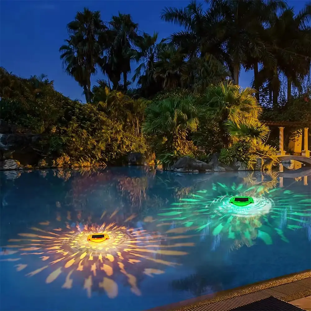 Solar LED Pond Floating Light 4 Colors 6 Modes Fish Pattern Fountain Projector Light IP68 Waterproof Fountain Garden Decoration