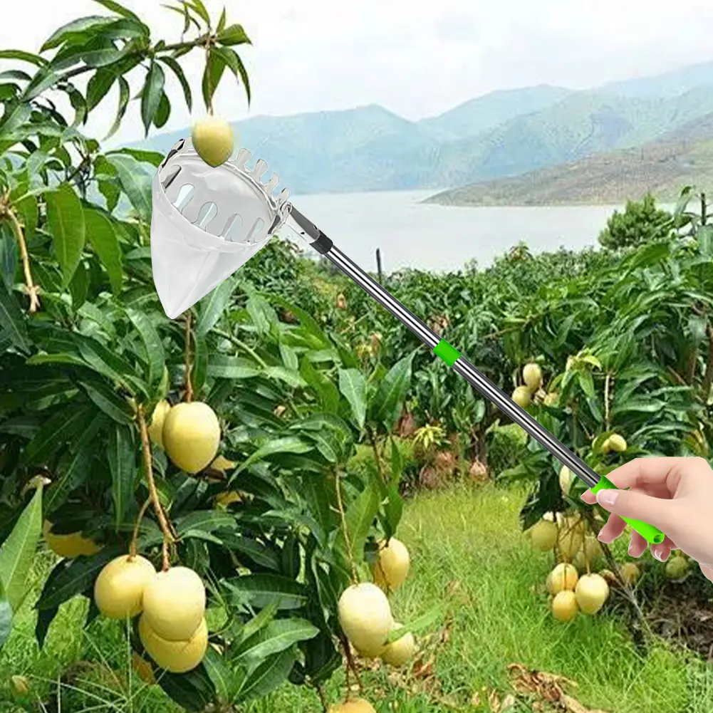 Fruit Picker Pole W/ Storage Bag Stainless Steel Pole Apple Picker Pole Fruits Picker Tool Splicing Rod Fruit Picker Garden Tool