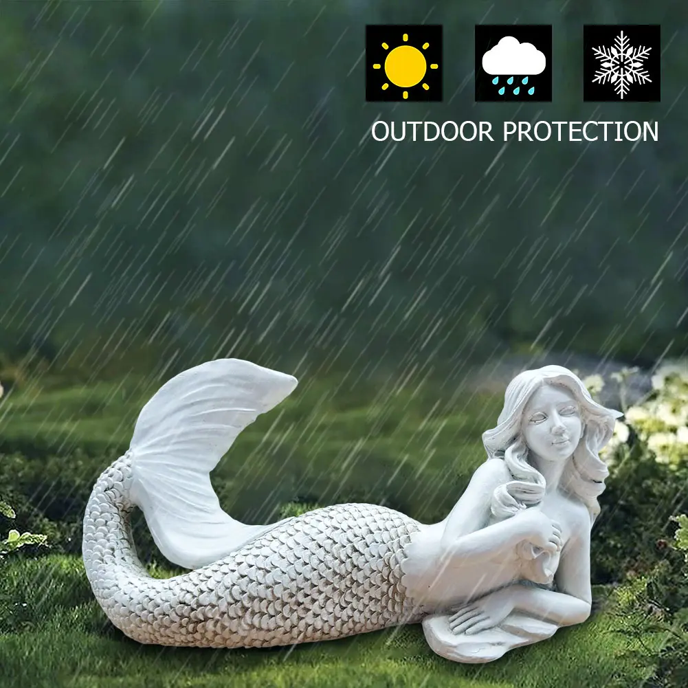 Resin Mermaid Sculpture Room Office Character Figurine Ornaments Statues Home
