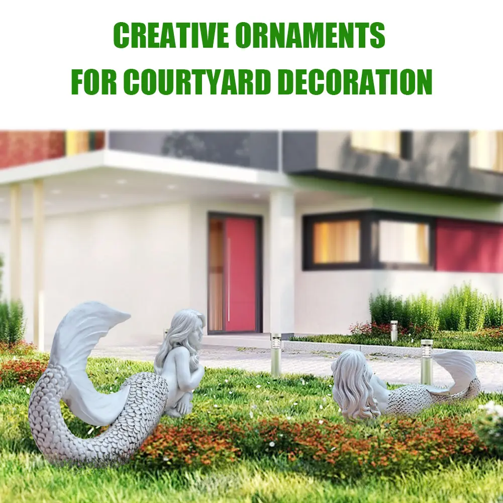 Resin Mermaid Sculpture Room Office Character Figurine Ornaments Statues Home