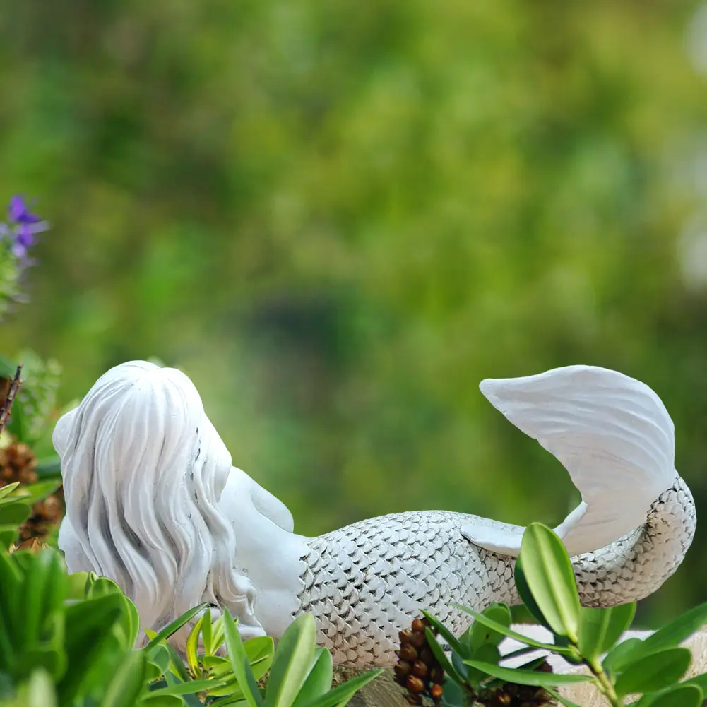 Resin Mermaid Sculpture Room Office Character Figurine Ornaments Statues Home