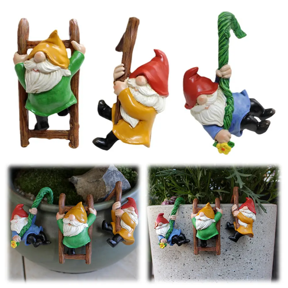 Climbing Gnomes Tree Faces Decor Hanging Gnome Statue Decoration Fairy Garden Resin Crafts for Indoor Outdoor Home Garden Decor