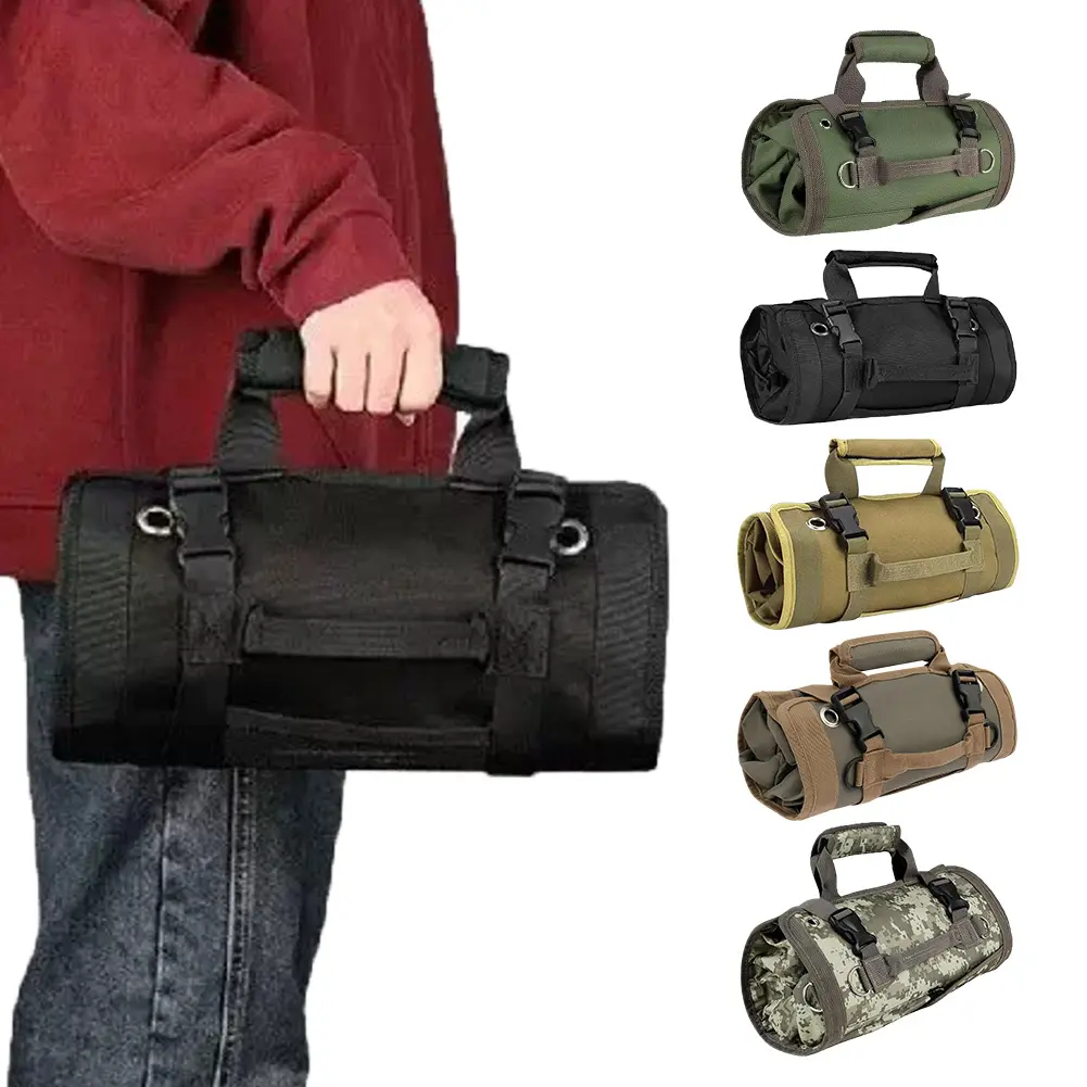 Roll Up Tool Bag Heavy Duty Tool Organizer Multi Pockets Portable Tool Roll Bag Oxford Cloth Tool Pouch for Handyman RV Owners