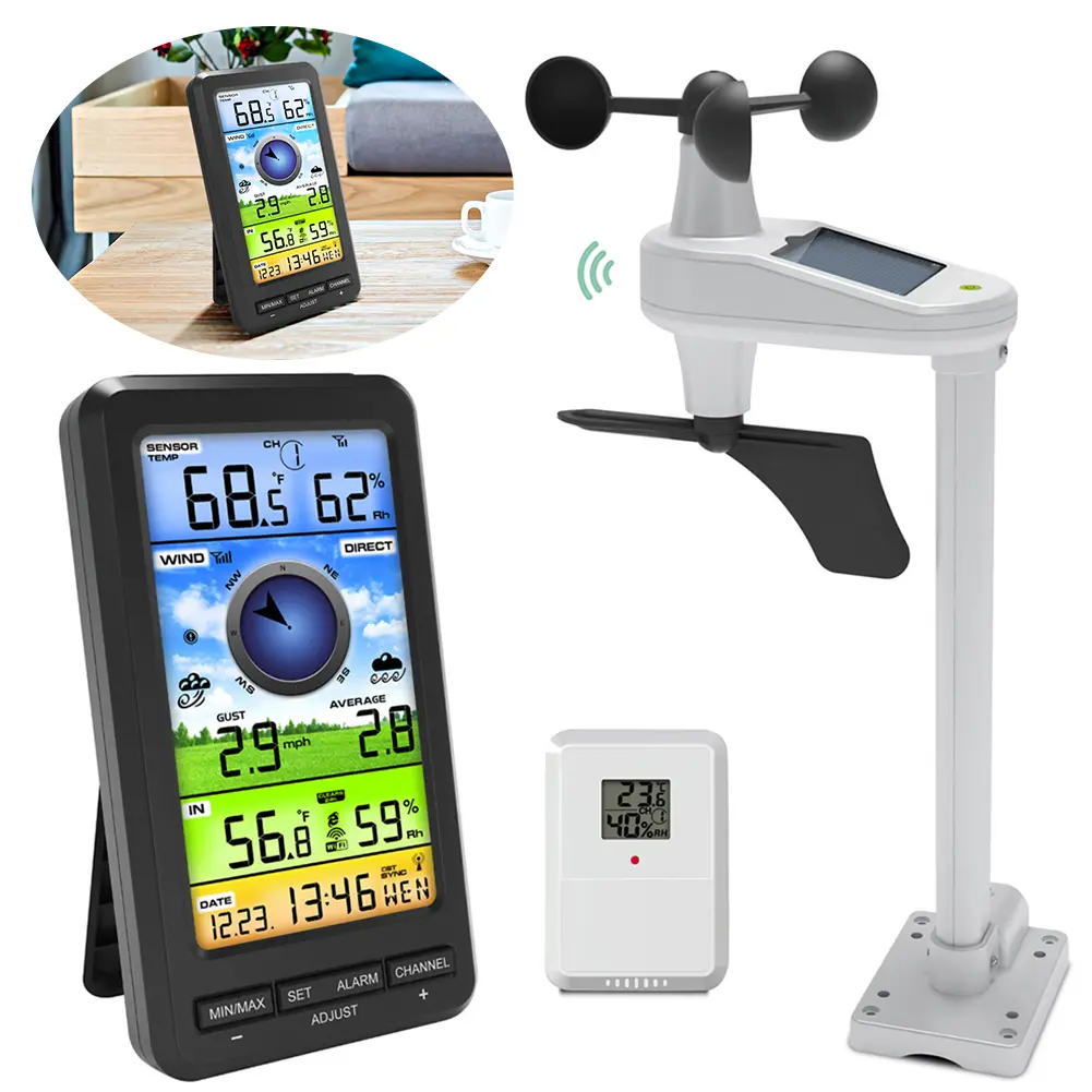 WiFi Weather Station Temperature Humidity Wind Speed/Direction Wireless Weather Station Smart Weather Station for Smart Home