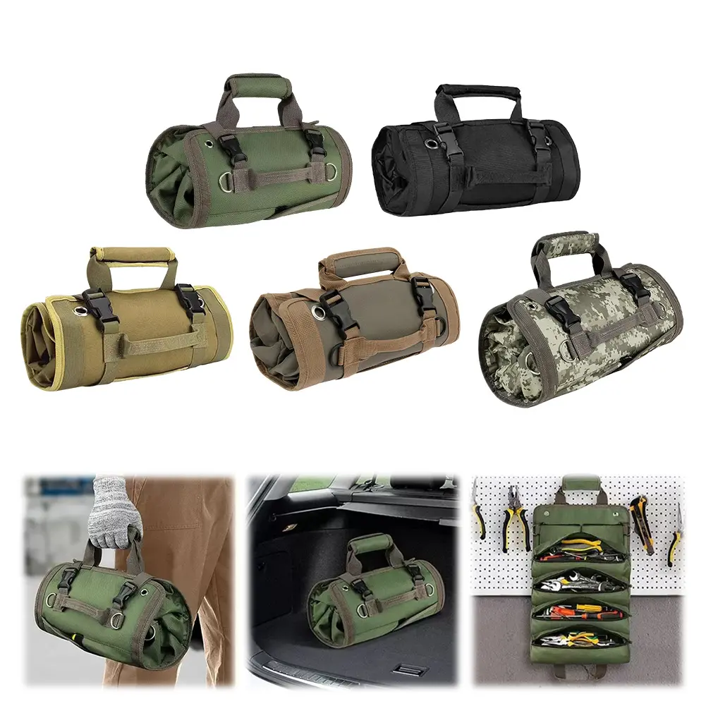 Roll Up Tool Bag Heavy Duty Tool Organizer Multi Pockets Portable Tool Roll Bag Oxford Cloth Tool Pouch for Handyman RV Owners