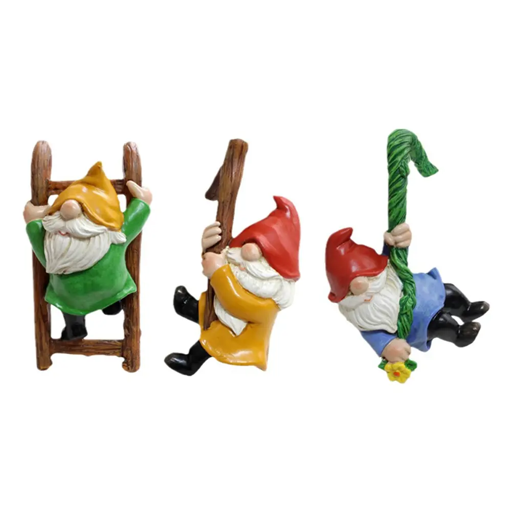 Climbing Gnomes Tree Faces Decor Hanging Gnome Statue Decoration Fairy Garden Resin Crafts for Indoor Outdoor Home Garden Decor
