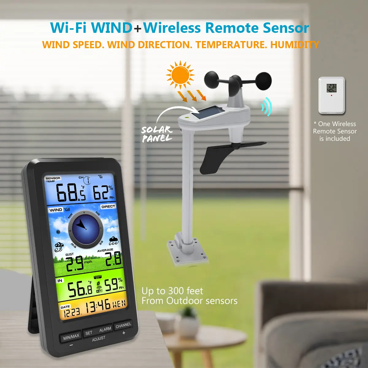 WiFi Weather Station Temperature Humidity Wind Speed/Direction Wireless Weather Station Smart Weather Station for Smart Home
