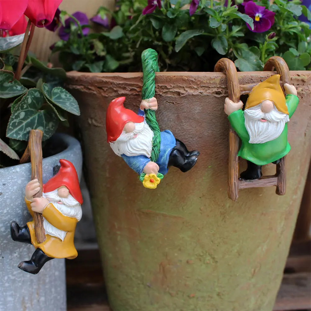 Climbing Gnomes Tree Faces Decor Hanging Gnome Statue Decoration Fairy Garden Resin Crafts for Indoor Outdoor Home Garden Decor