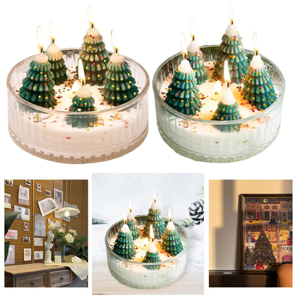 Christmas Scented Candle Christmas Decorations Indoor Christmas Tree Aromatherapy Candle for Party Room Table Decor Xmas Gifts