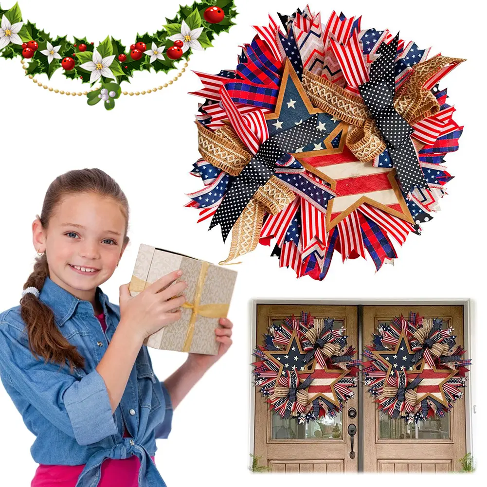4th of July Wreath Patriotic American Wreath Memorial Day Wreath for Independence Day & Memorial Day
