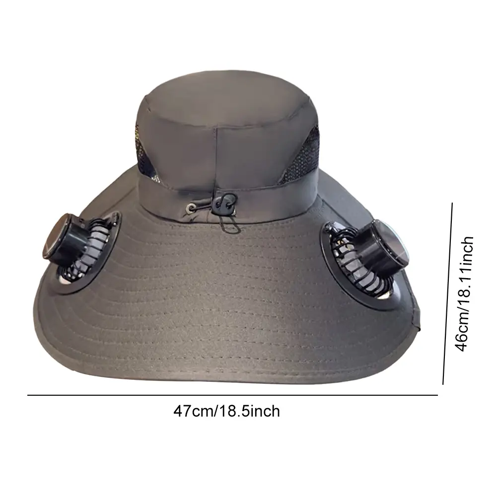 Wide Brim Solar Fan Hat Sun Bucket Hat UV Protection Fishing Hat with 2 Removable Fan Sun Visor Hat for Outdoor Summer Camping