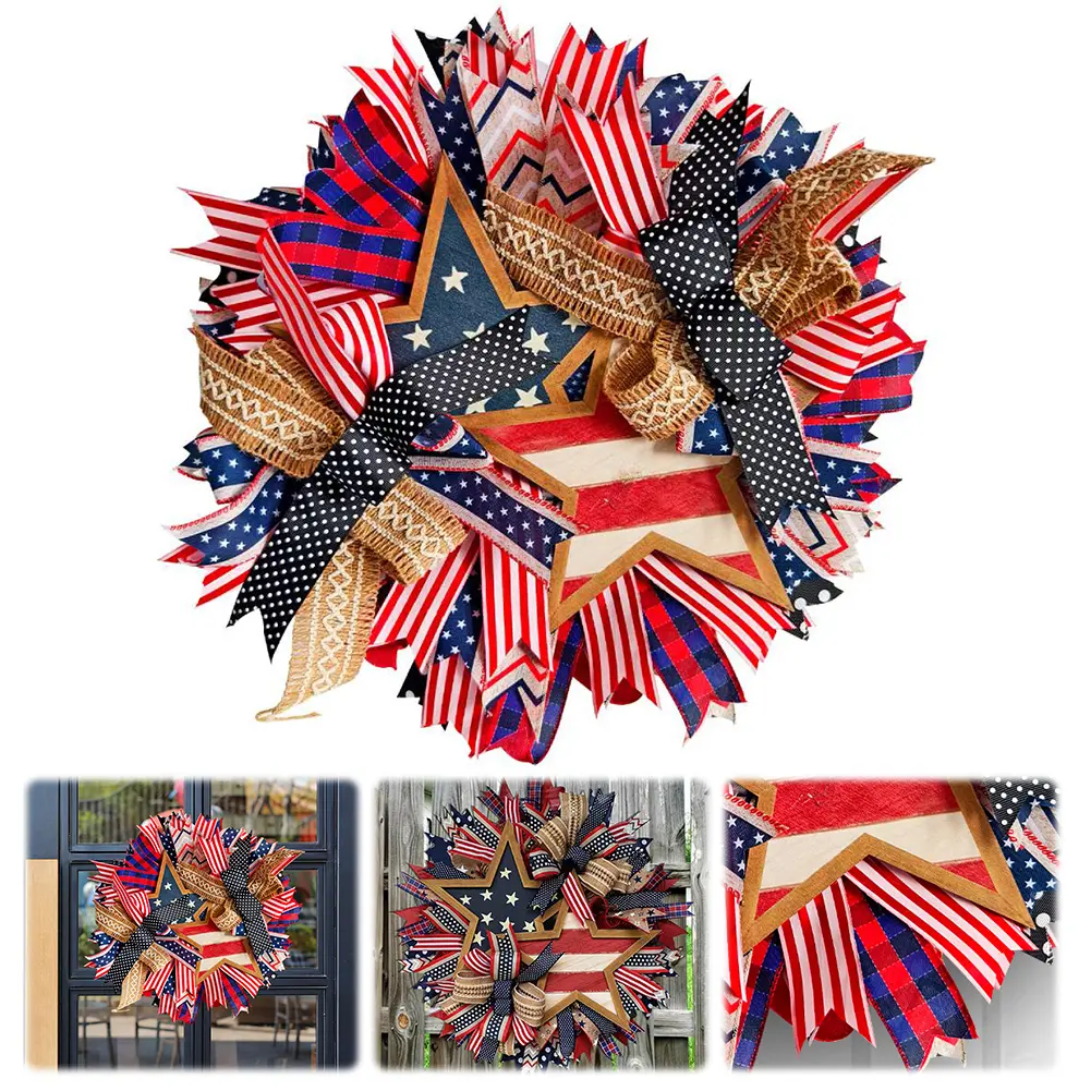 4th of July Wreath Patriotic American Wreath Memorial Day Wreath for Independence Day & Memorial Day