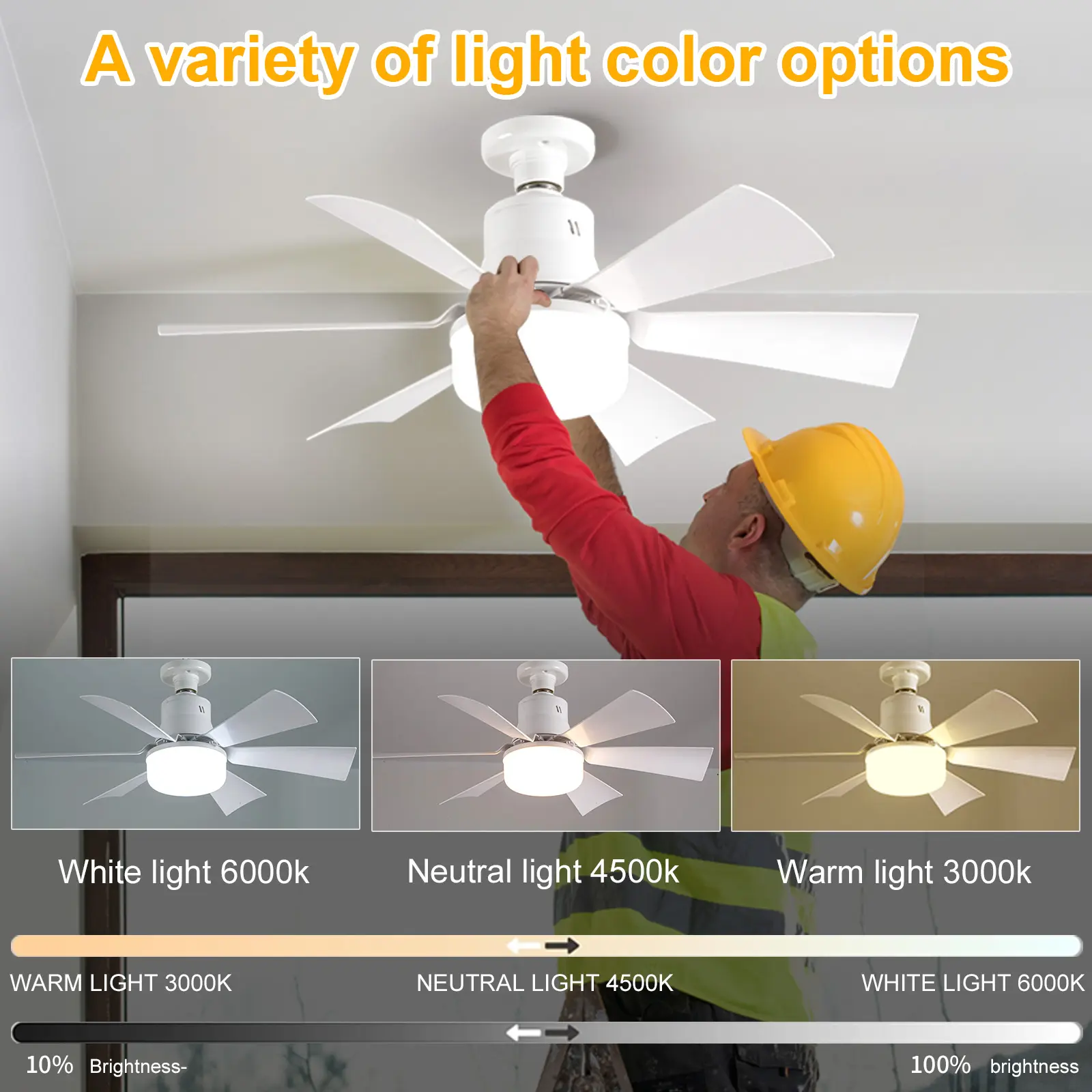 Socket Fan Light with Remote Ceiling Fan with Light 3 Speeds Dimmable with Extender & 6 Blades for Bedroom Kitchen Living Room