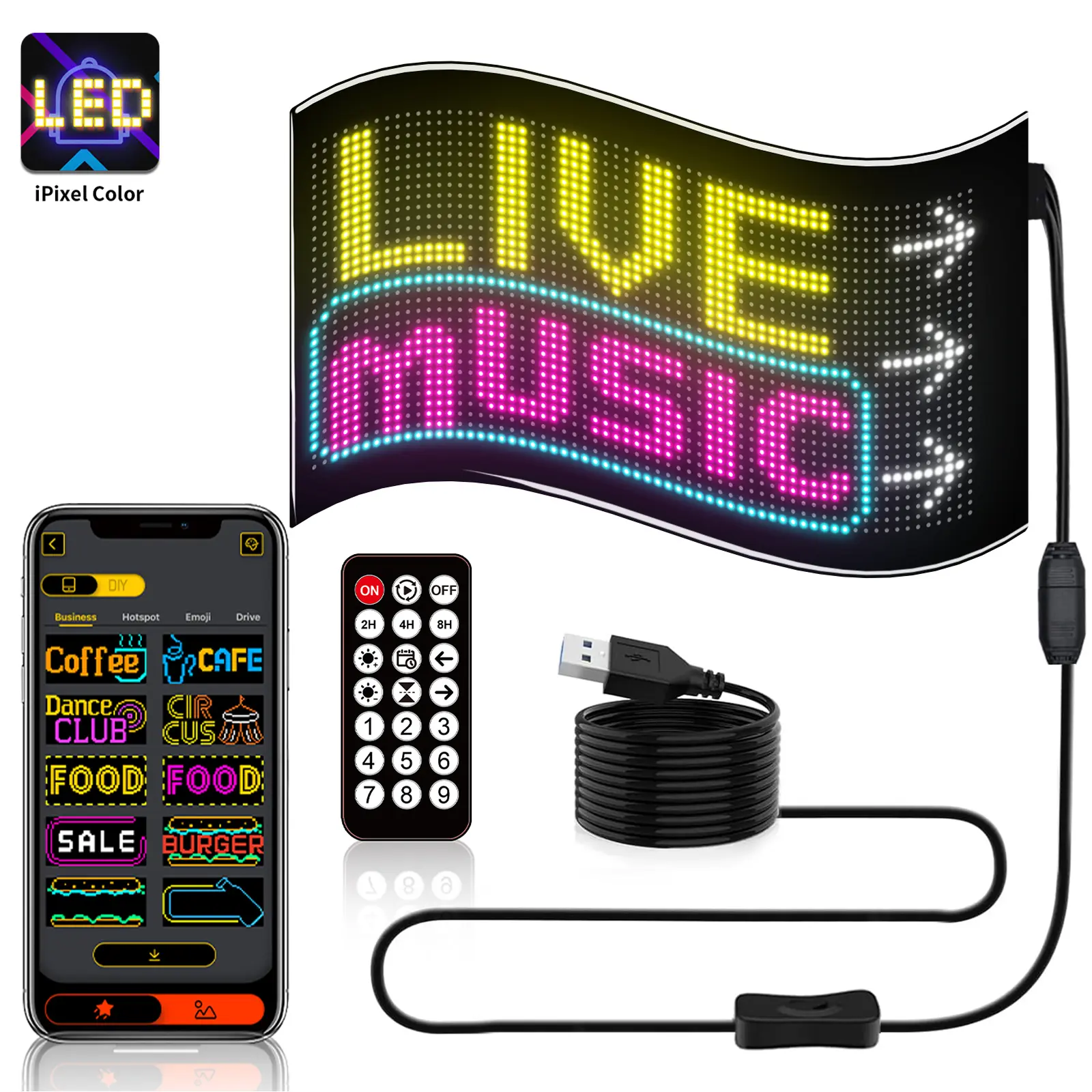 Programmable LED Sign Scrolling Bright Advertising LED Signs App & Remote Control APP Control LED Sign for Bar Hotel Concert