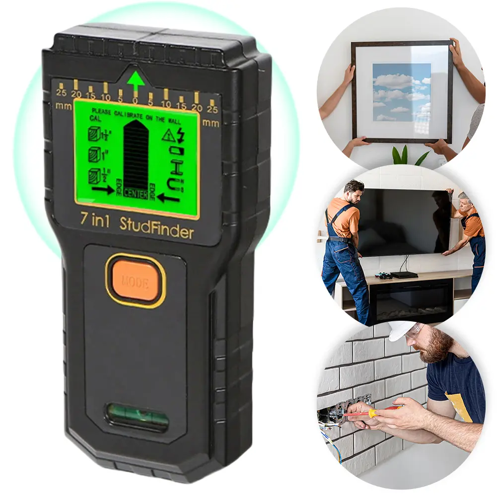 7 In 1 Wire Stud Finder LCD Screen Cable Scanner Multi-Purpose Electric Wall Finder for Metal AC Live Wire Detection