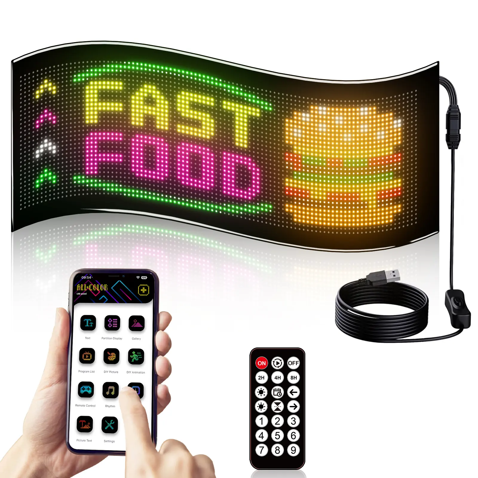 Programmable LED Sign Scrolling Bright Advertising LED Signs App & Remote Control APP Control LED Sign for Bar Hotel Concert