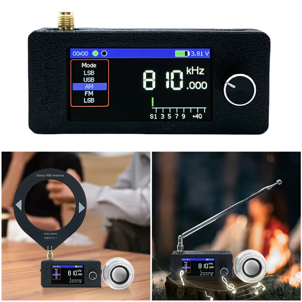 SI4732 0.5-108mhz Mini Radio LSB USB AM FM All Band Radio Receiver 1.9inch IPS Screen HF SW MW VHF Radio with External Speaker