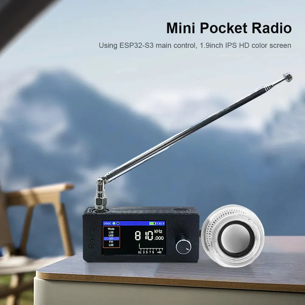 SI4732 0.5-108mhz Mini Radio LSB USB AM FM All Band Radio Receiver 1.9inch IPS Screen HF SW MW VHF Radio with External Speaker
