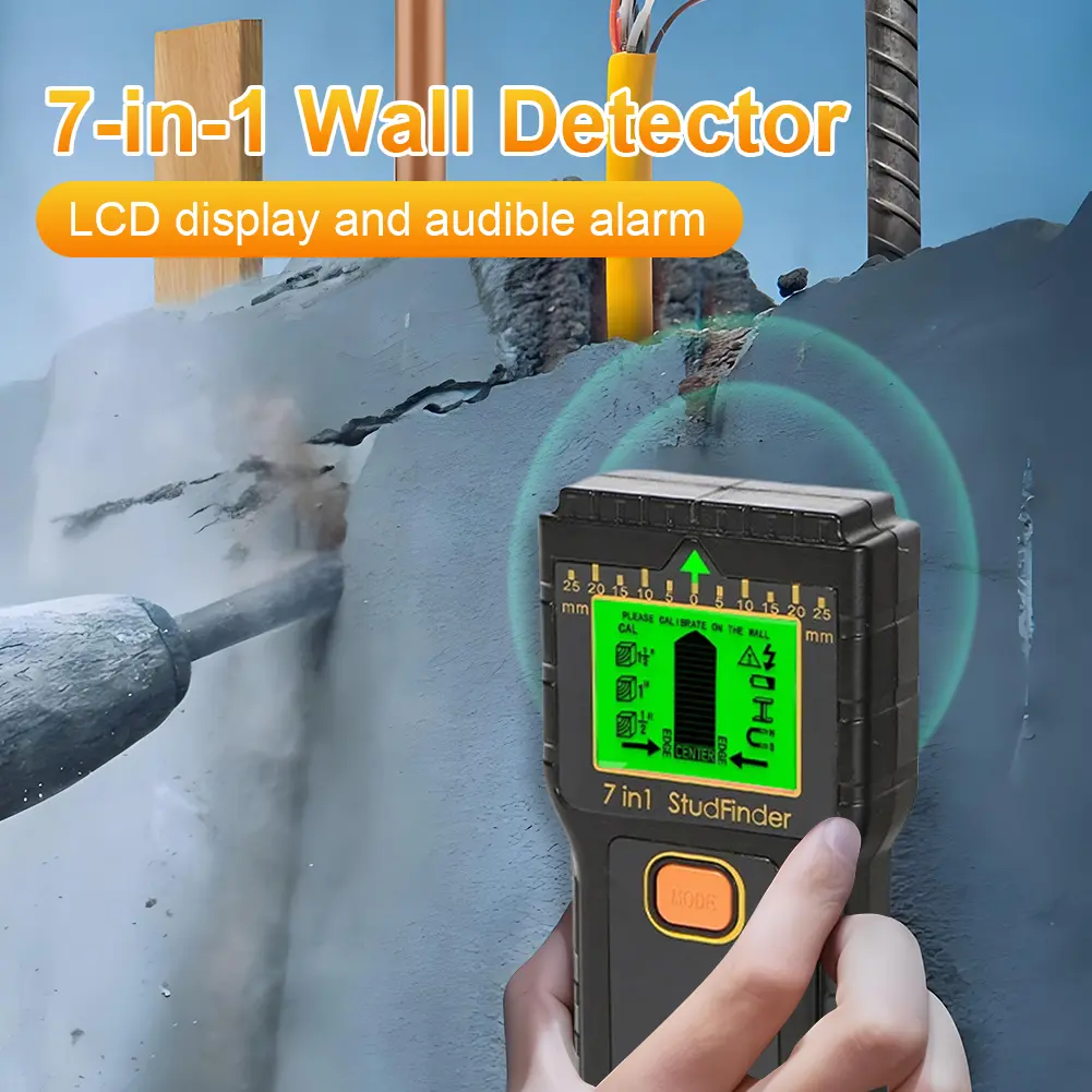 7 In 1 Wire Stud Finder LCD Screen Cable Scanner Multi-Purpose Electric Wall Finder for Metal AC Live Wire Detection
