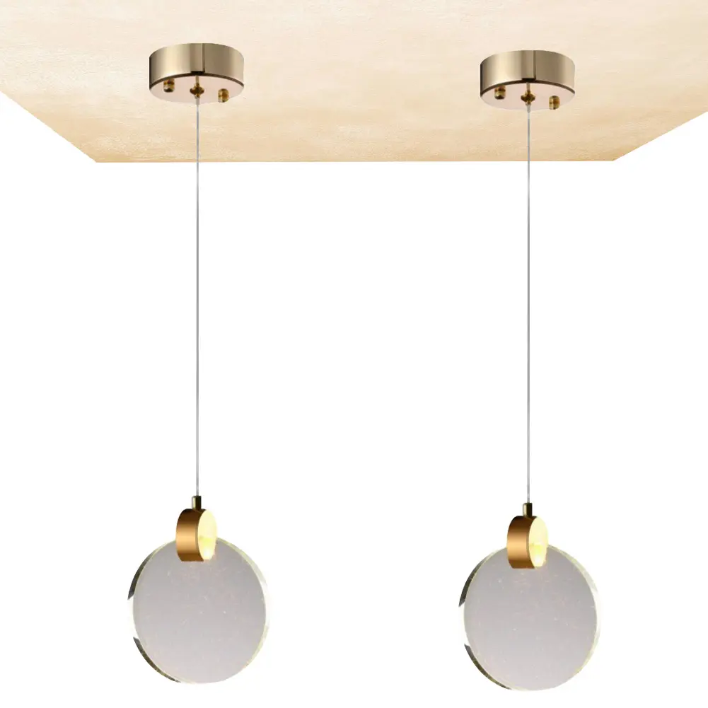 Modern LED Pendant Light Crystal Hanging Light Gold Circular Pendant Light Chandelier Long Hanging Light for Office Entrances