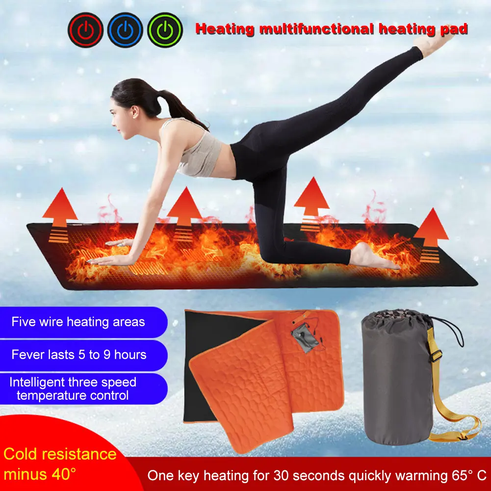 USB Heating Sleeping Mat Outdoor Electric Heating Pad Camping Heated Sleeping Mattress Winter Heating Mat for Camping Tent Mat
