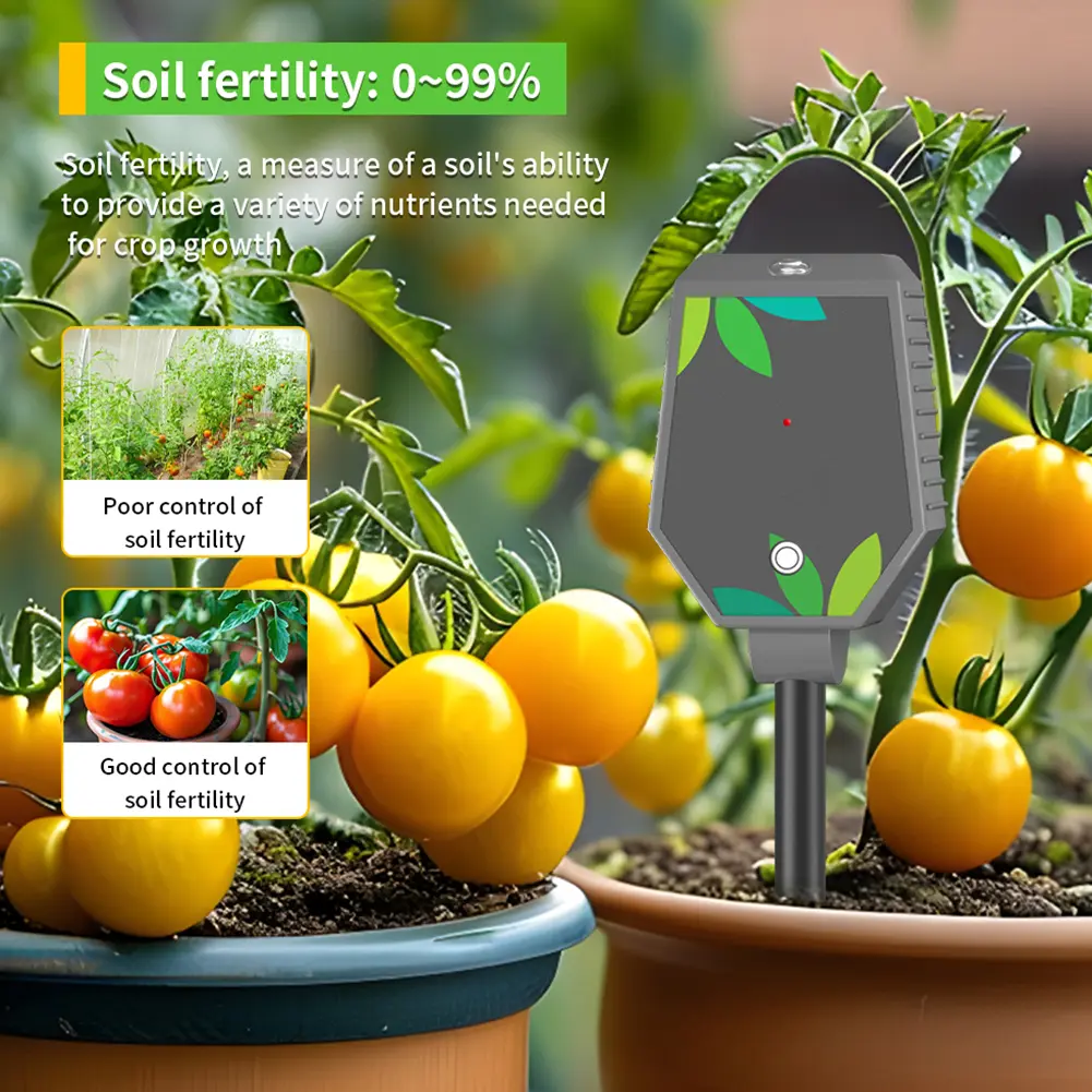 Bluetooth-Compatible 8-in-1 Soil Tester Multi-Function Digital PH Meter Portable Temperature Humidity Tester for Plants Flowers