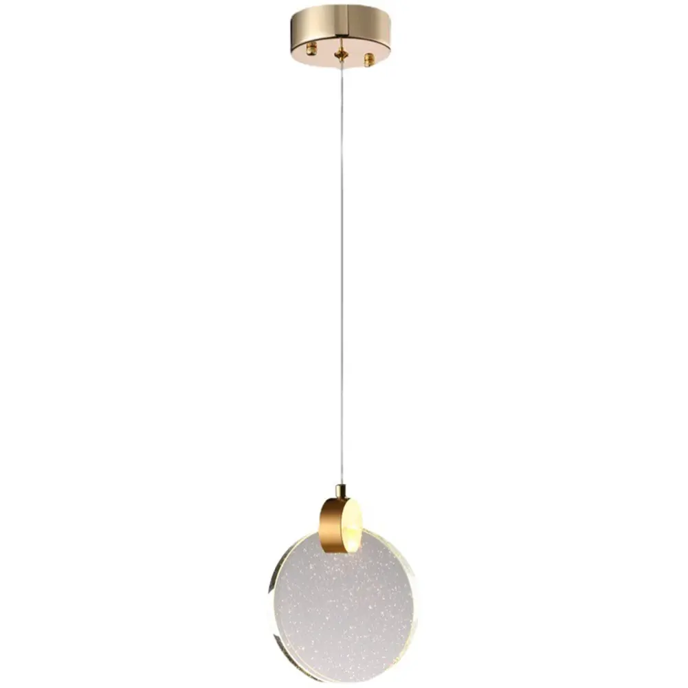 Modern LED Pendant Light Crystal Hanging Light Gold Circular Pendant Light Chandelier Long Hanging Light for Office Entrances