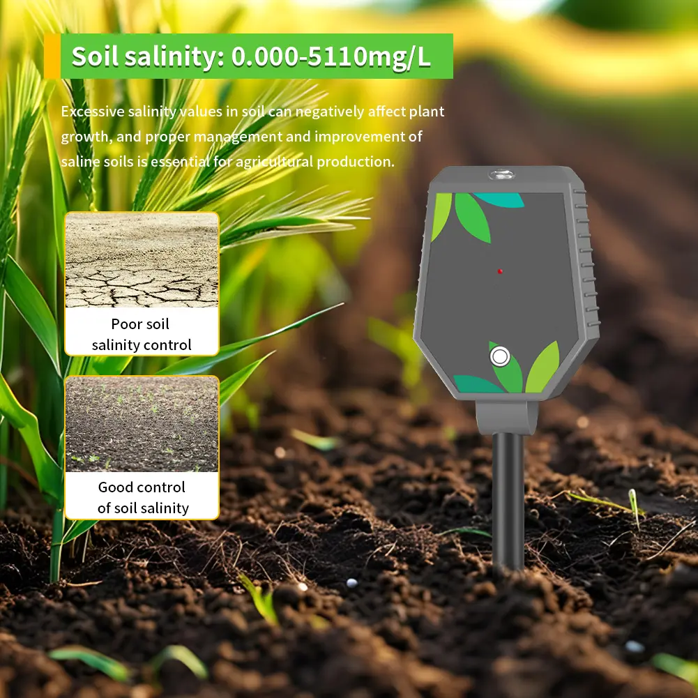 Bluetooth-Compatible 8-in-1 Soil Tester Multi-Function Digital PH Meter Portable Temperature Humidity Tester for Plants Flowers