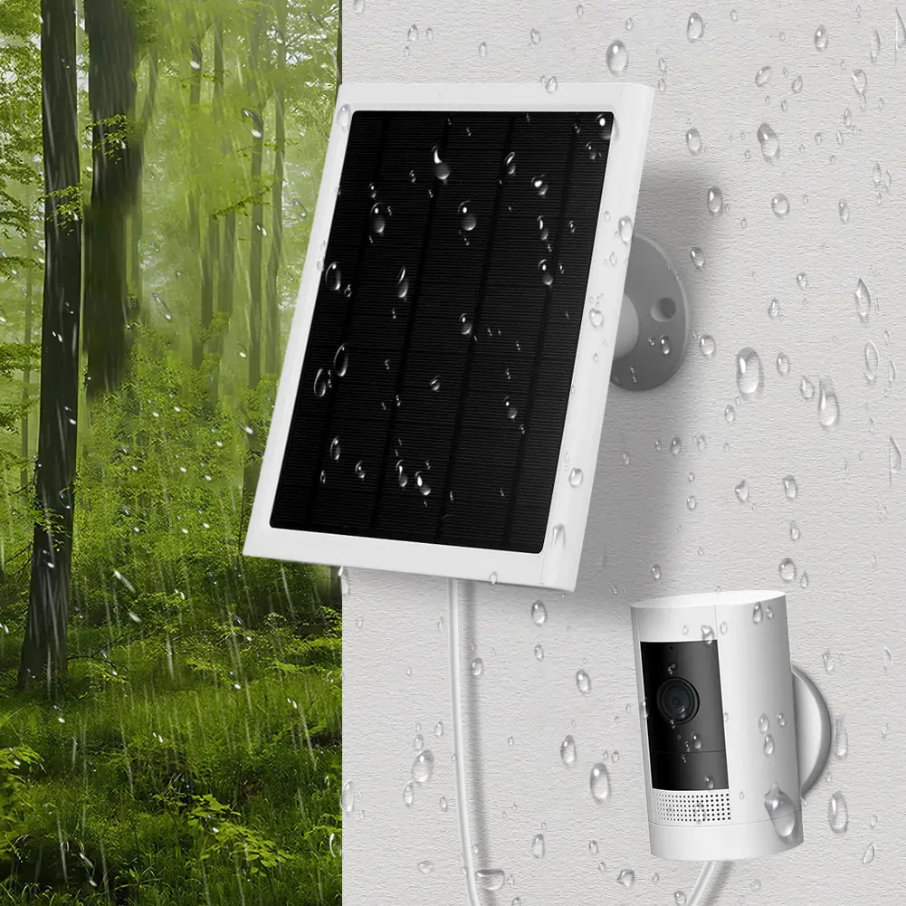6W 6V Solar Panel for Ring Spotlight/Stick Up Cam Solar Panels Charging with DC3.5*1.35 Port and 3M/9.8FT Cable Includes Mount