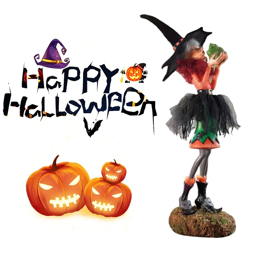 Witch Doll Statue Resin Witch Figurine Witch Home Decoration Sculpture for Home Living Room Bedroom Decoration