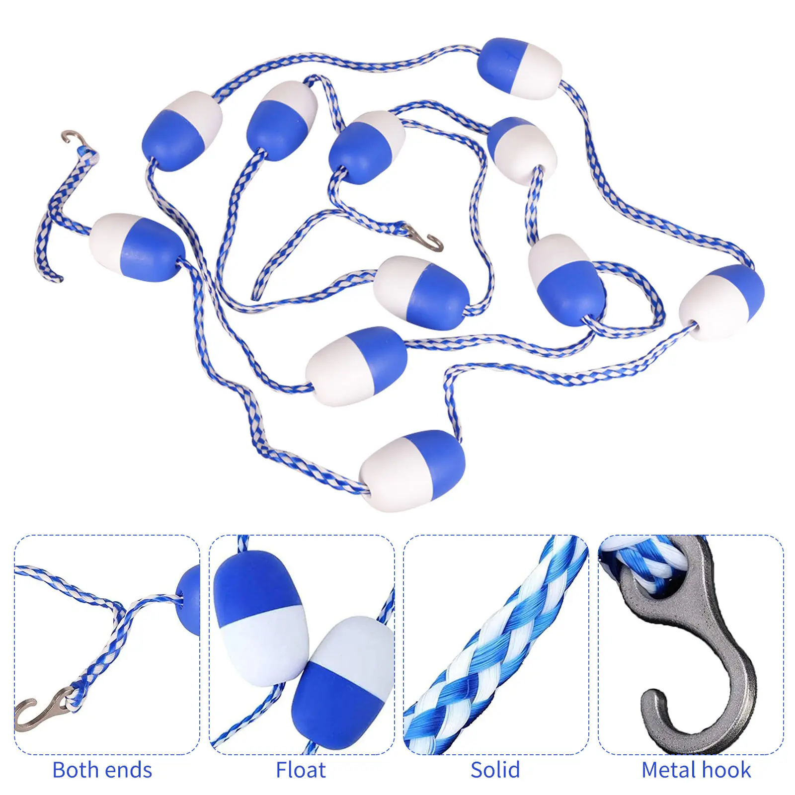 5.5m Swimming Pool Safety Divider Rope with 11 Floats & 2 Hooks Swimming Pool Lane Line Rope for Swimming Competition