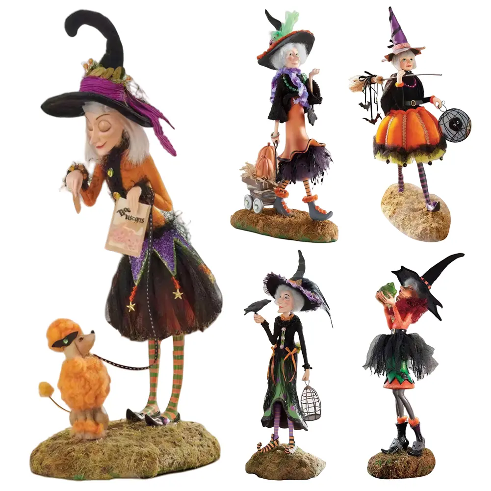 Witch Doll Statue Resin Witch Figurine Witch Home Decoration Sculpture for Home Living Room Bedroom Decoration