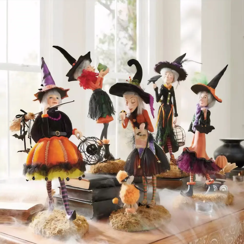 Witch Doll Statue Resin Witch Figurine Witch Home Decoration Sculpture for Home Living Room Bedroom Decoration