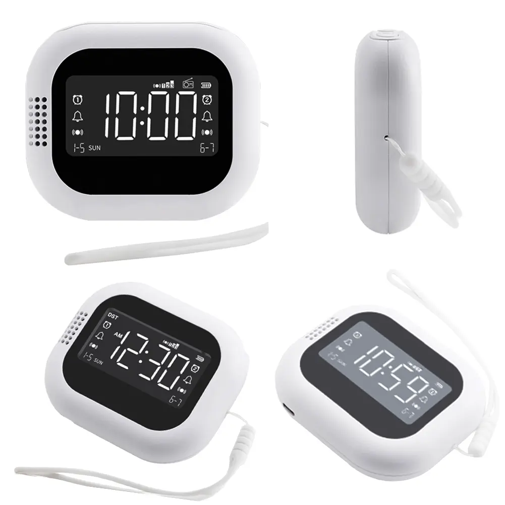 Electronic Clock Digital FM Radio Rechargeable Vibrating Alarm Clock LED Display Student Strong Wake-up Artifact