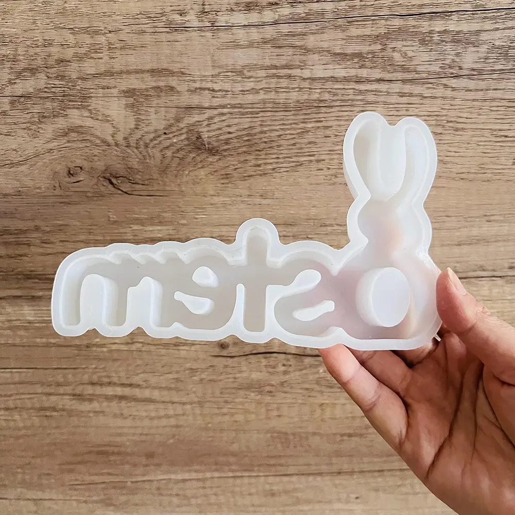 2-5PCS Easter Bunny Decoration Mold DIY Silhouette Silicone Mold Reusable Silicone Bunny Mold for Concrete Gypsum Resin Casting
