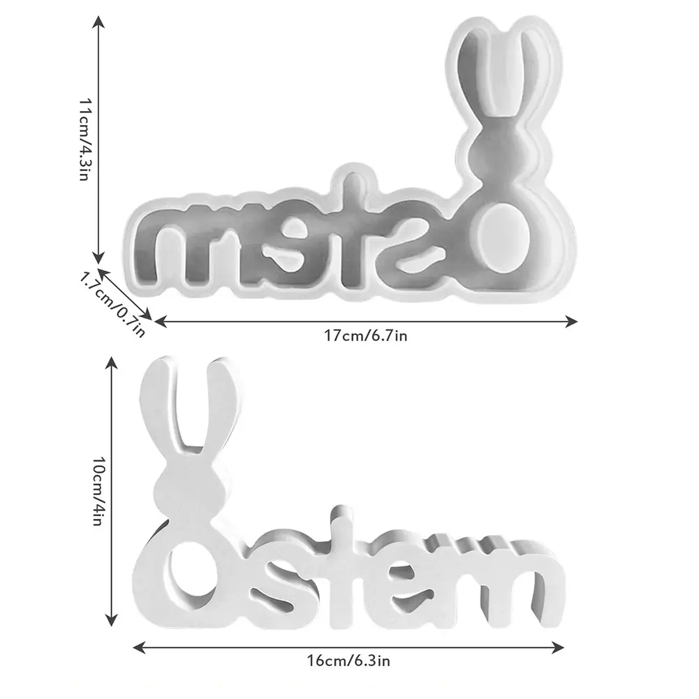2-5PCS Easter Bunny Decoration Mold DIY Silhouette Silicone Mold Reusable Silicone Bunny Mold for Concrete Gypsum Resin Casting